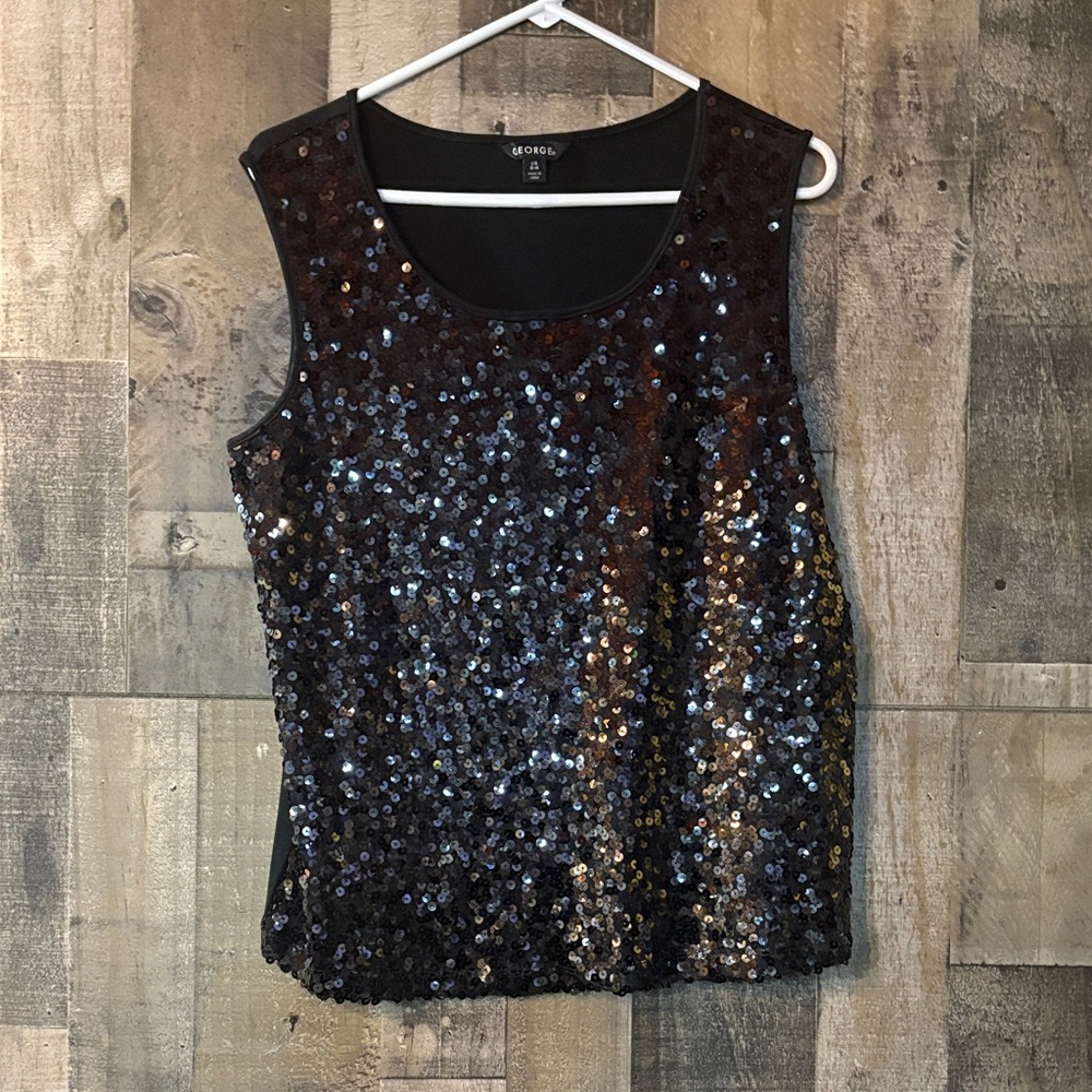 George Black Sequin Tank Top